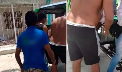 Momento en que el herido era trasladado al Hospital de Santo Tomás. 