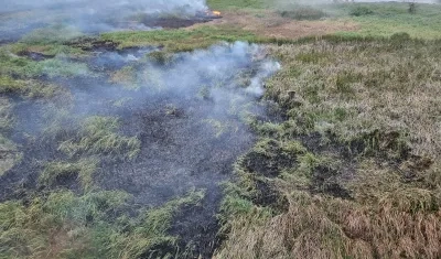 Incendio a orillas del río Magdalena. 