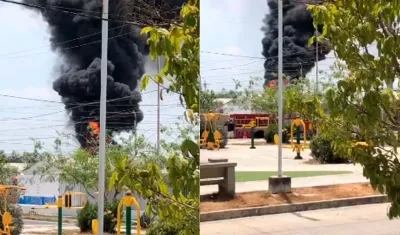 Incendio en bodega de Galapa. 