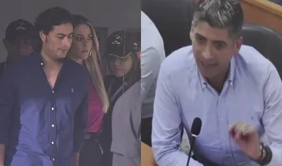 Nicolás Petro Burgos, su pareja Laura Ojeda y el fiscal Mario Burgos.