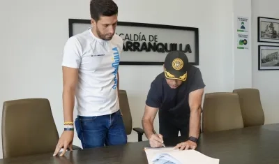 El Secretario de Deporte, Daniel Trujillo, y el Alcalde Alejandro Char.