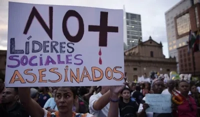 Movilización contra asesinato de líderes sociales en Colombia