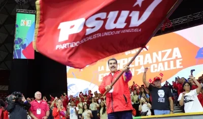 El presidente Nicolás Maduro tras ser proclamado candidato del Partido Socialista Unido de Venezuela. 