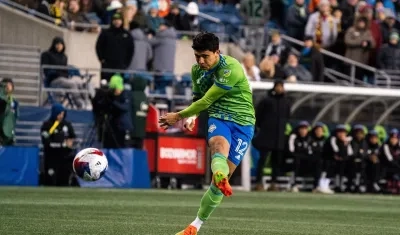 Fredy Montero jugando en su último equipo, el Seattle Sounders.