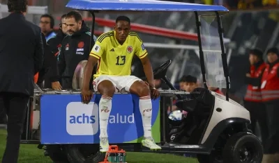 Yerry Mina no estará con Colombia contra España y Rumania. 