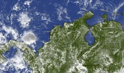 Imagen satelital de la Región Caribe colombiana. 