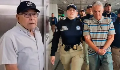 Martín Mestre, el papá de Nancy, y Jaime Saade cuando fue traído a Barranquilla este jueves