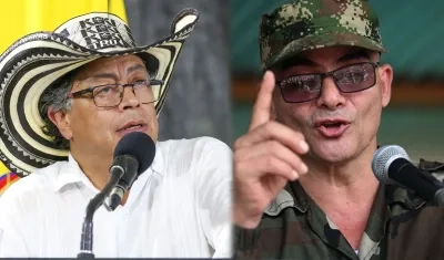 El Presidente Gustavo Petro y el jefe del EMC, 'Iván Mordisco'.