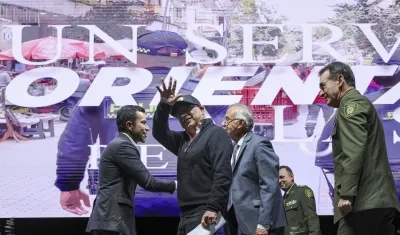 Gustavo Petro durante el evento de Policía.