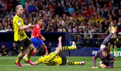 Samuel Lino marca el segundo gol del Atlético de Madrid. 