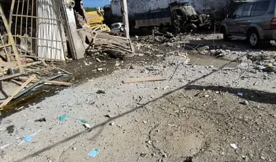 Zona afectada tras el ataque de las disidencias a Estación de Policía de Morales, Cauca.