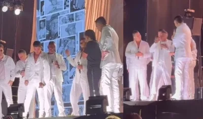 Momento en que Silvestre le hace el homenaje a Omar Geles.