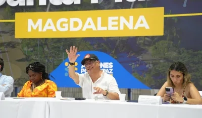 Presidente Gustavo Petro en su visita este miércoles a Santa Marta. 