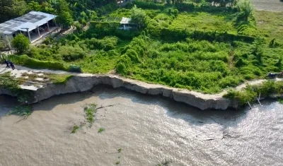 Así se ve desde el aire la socavación en la vereda Caimital. 