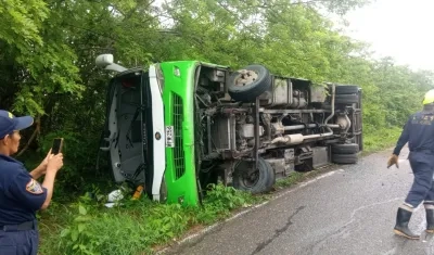 Se volcó en el sector de Cuatro Bocas. 
