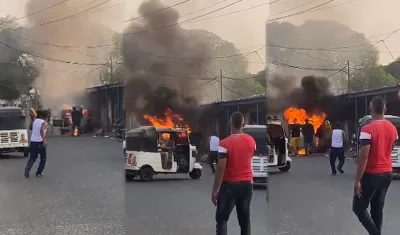 Motocarro se incendió en Malambo. 
