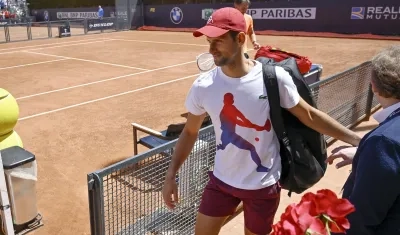 Novak Djokovic a su llegada a entrenar al Foro Itálico. 