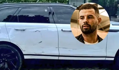 La camioneta y el jugador Edwin Cardona.