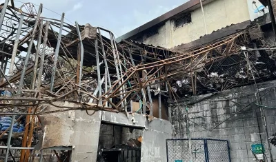 Así quedó la bodega tras el incendio.
