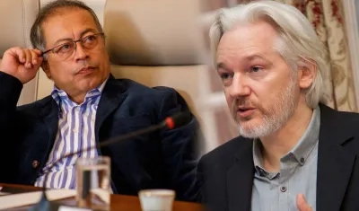 Gustavo Petro y el fundador de WikiLeaks, Julian Assange.