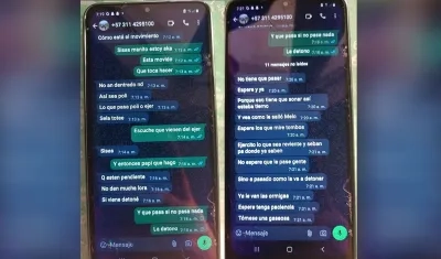 Algunos de los chats descubiertos en el teléfono celular de un sospechoso del atentado en Jamundí