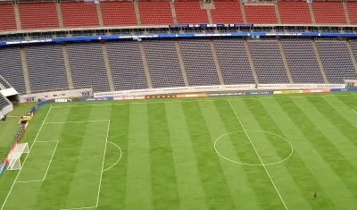 Césped del NRG Stadium de Houston, donde mañana jugarán Colombia y Paraguay. 