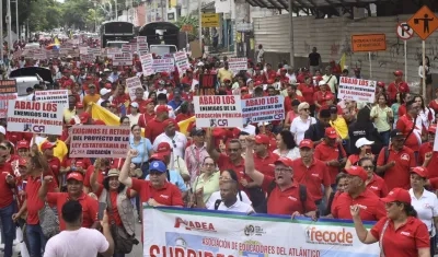 La marcha de Fecode de este miércoles en Barranquilla