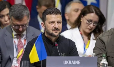 El presidente de Ucrania, Volodimir Zelensky, en la Conferencia de Paz en Suecia.