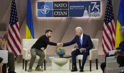 Biden y Zelenski en la reunión.