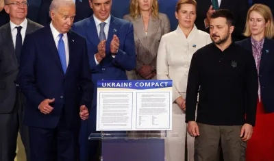 Joe Biden y Volodímir Zelenski.