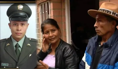 El patrullero Heiner Yoel Loaiza Colo y sus papás. 