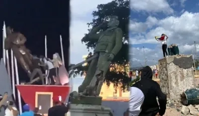 Varias estatuas de Hugo Chávez fueron derribadas. 