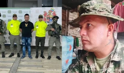 Edinson Jiménez Lemus, alias 'Bomba', cuando fue capturado y vestido de camuflado. 