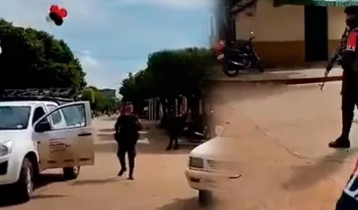 Guerrilleros en zona urbana del municipio de Pelaya.
