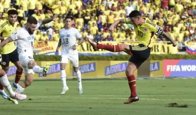 James Rodríguez marcó el primer gol de Colombia en el último juego contra Uruguay, el pasado 12 de octubre, en Barranquilla, por la Eliminatoria Sudamericana.