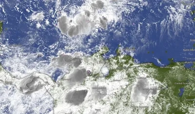 Imagen satelital de este viernes en la Región Caribe Colombiana.  