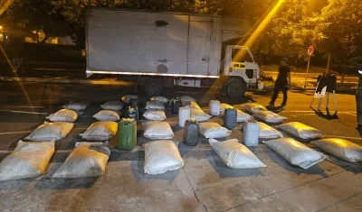 El químico incautado por la Policía en Malambo. 