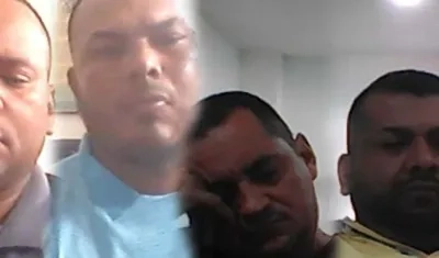 Los cuatros imputados durante las audiencias preliminares virtuales. 