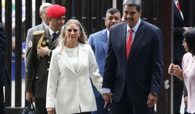 El Presidente de Venezuela, Nicolás Maduro y la primera dama Cilia Flores llegando al Tribunal Supremo de Justicia (TSJ).
