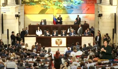 El presidente Gustavo Petro durante su discurso en el Congreso. 