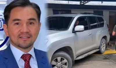 Ronald Rodríguez, exsubdirector de la UNP, y el vehículo encontrado con droga. 