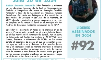 Rubén Antonio Jaramillo, líder social asesinado.