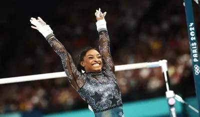 Simone Biles luego de su actuación.