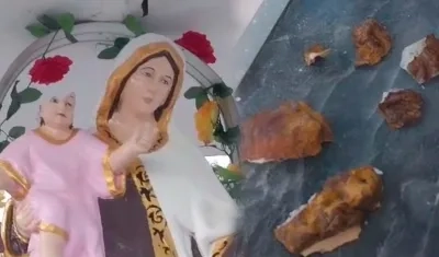 Imagen de la Virgen del Carmen vandalizada. 