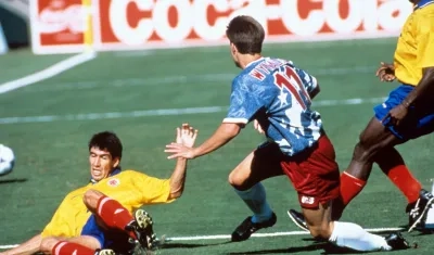 Andrés Escobar en el partido contra Estados Unidos, en el Mundial de 1994.