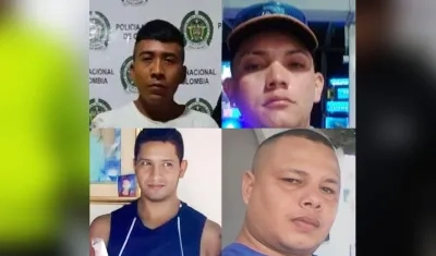 Naiver Jesús Velázquez Nisperuza, capturado, y los tres hombres asesinados. 