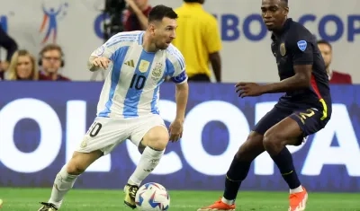 Lionel Messi durante el partido de cuartos de final contra Ecuador.