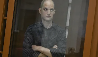 Evan Gershkovich durante audiencia de su juicio el pasado 26 de junio.