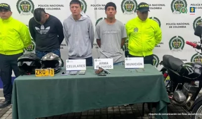 William Steven Grisales Salamanca, alias Palomo; Sebastián Gutiérrez Coronado, alias El Indio; y Brayan Alberto Paz Mosquera, alias ‘Tony’. 