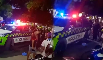 Momento en que la Policía trasladaba al baleado a un centro asistencial. 
